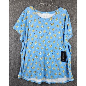 Planet Gold Shirt Womens 4X BFXT811 Azure Blue Sunflower Butterfly NEW